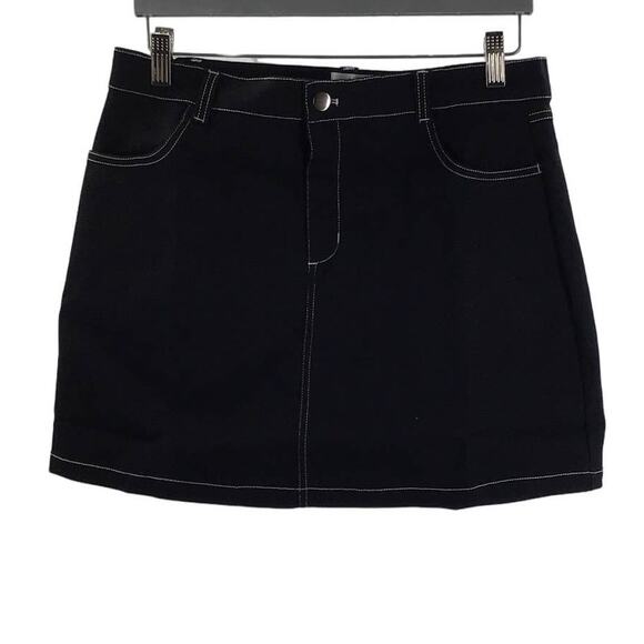 UNIQUE VINTAGE SZ 10 12 L Black White Stitch Straight Pencil Mini Skirt NWT 0B6 - Picture 2 of 7